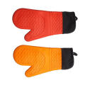 Extra Long Cotton Lining Heat Resistant BBQ Silicone Gloves